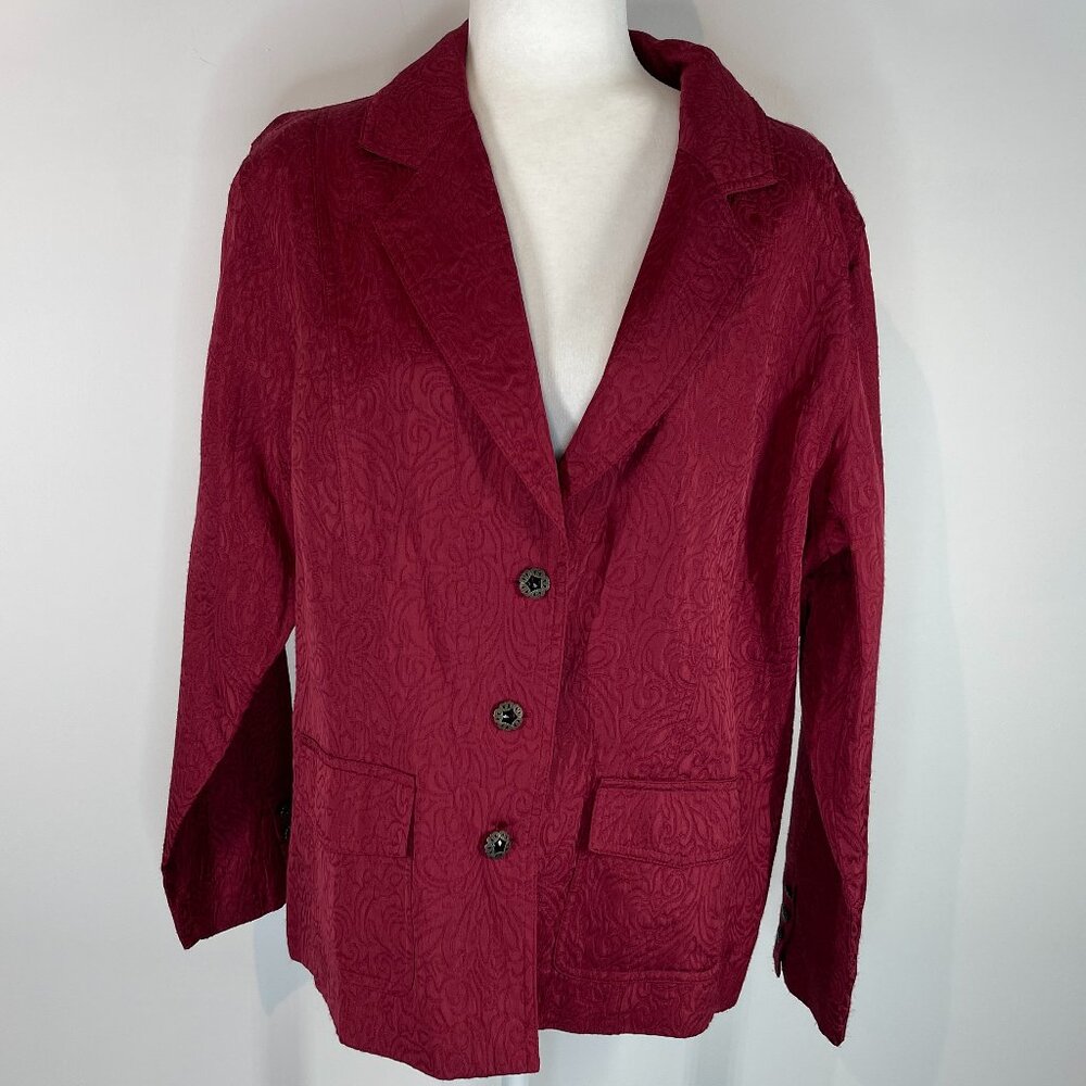 Chico's Embossed Maroon Jacket size XL (Chico's 3)